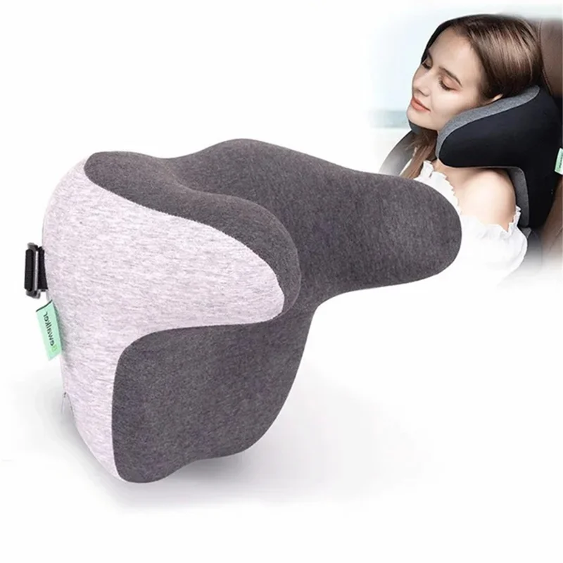 BEWALKER Car Seat Cervical Vertebrae Support Pillow Fatigue Relief Memory Foam Headrest Cushion - Light Grey