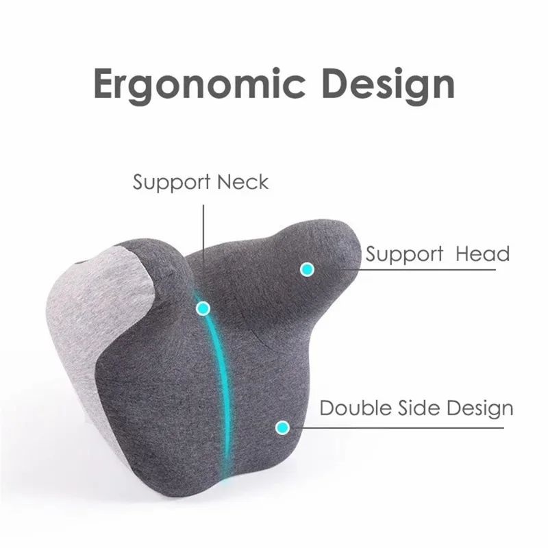 BEWALKER Car Seat Cervical Vertebrae Support Pillow Fatigue Relief Memory Foam Headrest Cushion - Light Grey