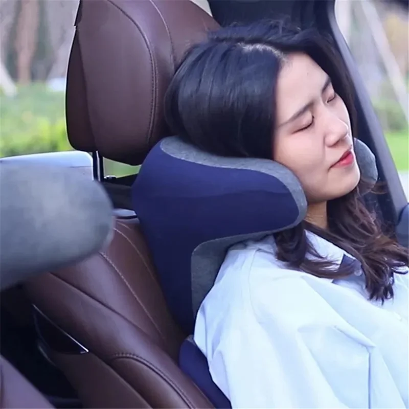 BEWALKER Car Seat Cervical Vertebrae Support Pillow Fatigue Relief Memory Foam Headrest Cushion - Light Grey