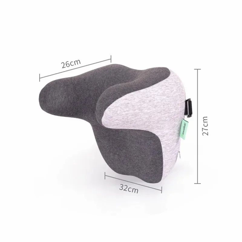 BEWALKER Car Seat Cervical Vertebrae Support Pillow Fatigue Relief Memory Foam Headrest Cushion - Light Grey