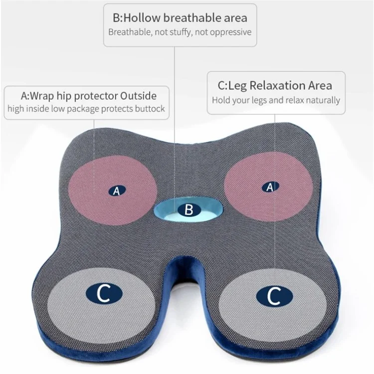 42*42*12cm Cuscino per Seduta Memory Foam Antiscivolo per Ufficio e Casa - Blu Lago