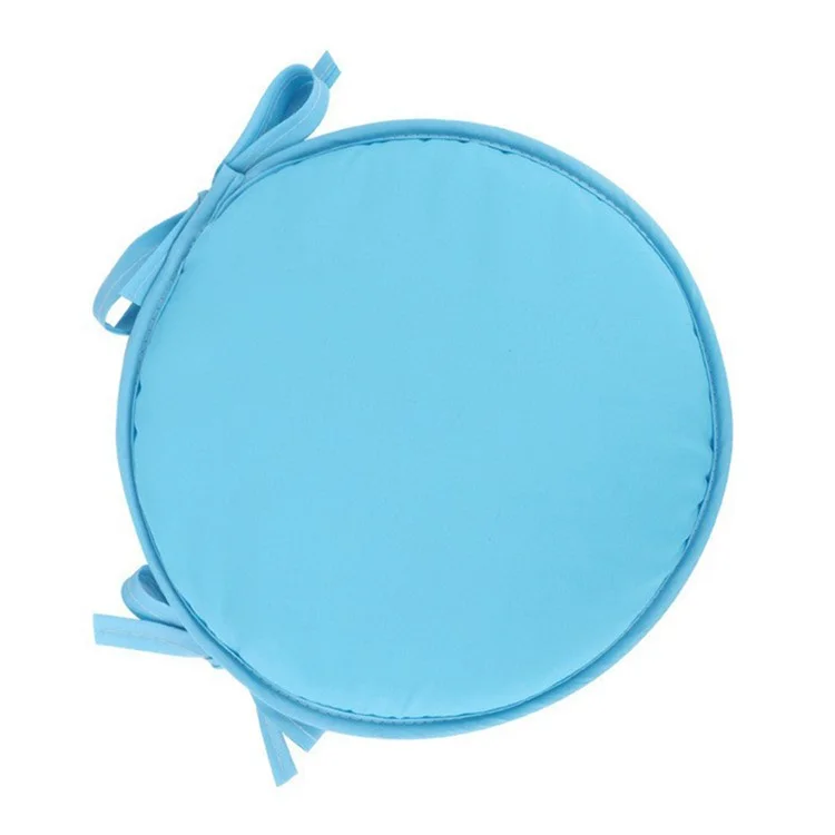 56357 30cm Round Soft Sponge Seat Pad Office Home Chair Cushion with Tie Rope - Sky Blue