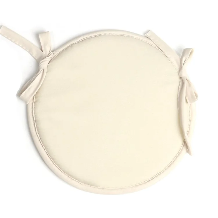 56357 30cm Round Soft Sponge Seat Pad Office Home Chair Cushion with Tie Rope - Beige