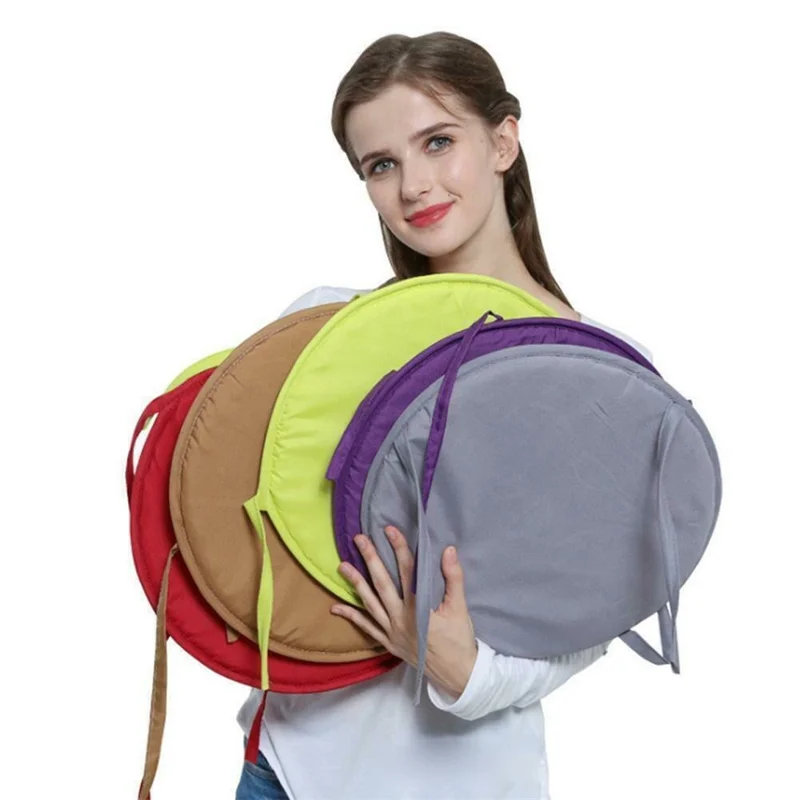 56357 30cm Round Soft Sponge Seat Pad Office Home Chair Cushion with Tie Rope - Purple