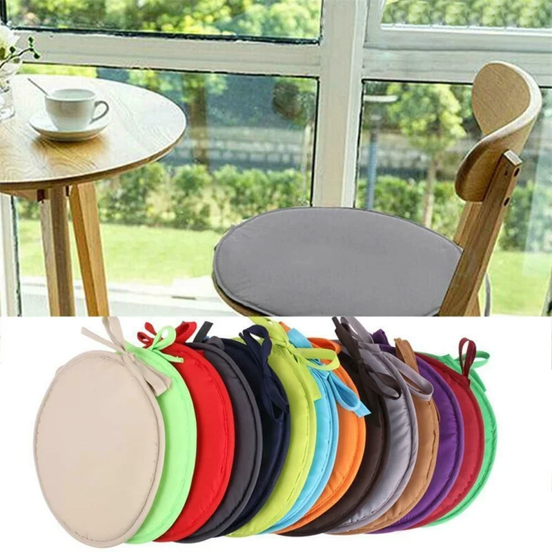 56357 30cm Round Soft Sponge Seat Pad Office Home Chair Cushion with Tie Rope - Purple