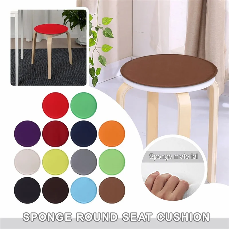 56358 30cm Candy Color Round Soft Sponge Seat Pad Thicken Home Chair Cushion - Brown