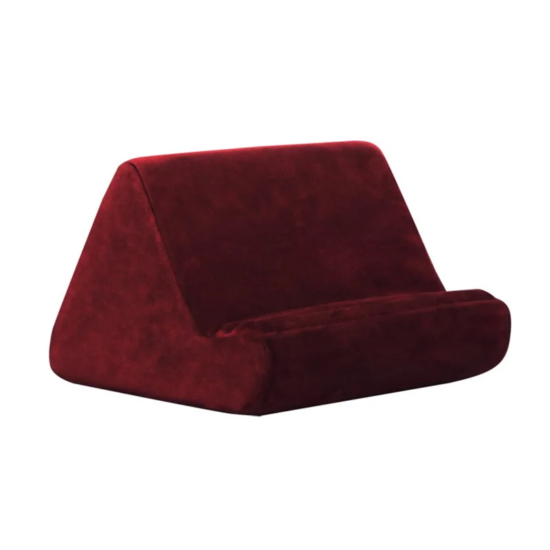 ZJ02E Lazy Pillow Stand für Handys und Tablets, Weiches Kissen-Halter für iPhone 16 / 16 Plus / 16 Pro / 16 Pro Max - Weinrot
