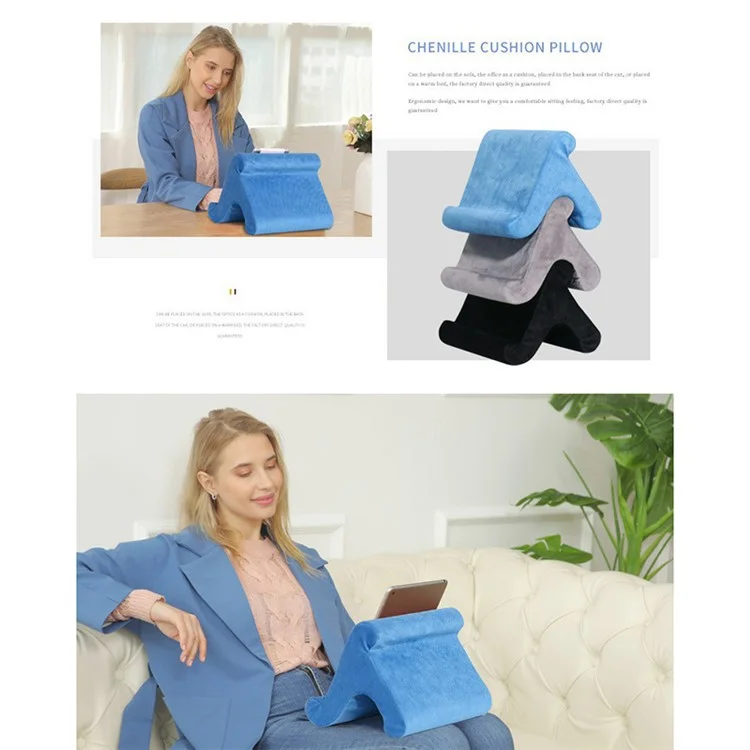 ZJ01C Lazy Pillow Stand for Phones and Tablets Cushion Stand for iPhone 16 / 16 Plus / 16 Pro / 16 Pro Max - Azul Marino