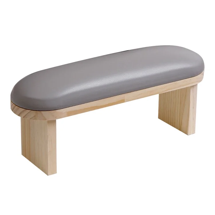 Cojín de Descanso de Mano de Cuero de PU para Arte de Uñas, Mesa de Manicura de Madera para Salón / Hogar, Tipo Alto - Gris