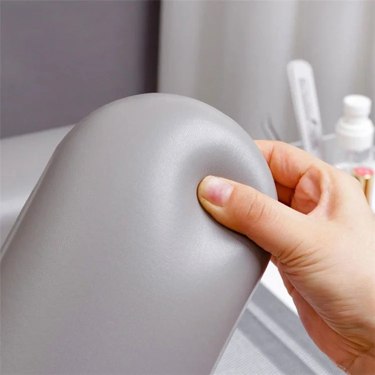 Cojín de Descanso de Mano de Cuero de PU para Arte de Uñas, Mesa de Manicura de Madera para Salón / Hogar, Tipo Alto - Gris