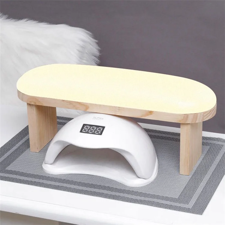 Cojín de Descanso de Mano de Cuero de PU para Arte de Uñas, Mesa de Manicura de Madera para Salón / Hogar, Tipo Alto - Gris