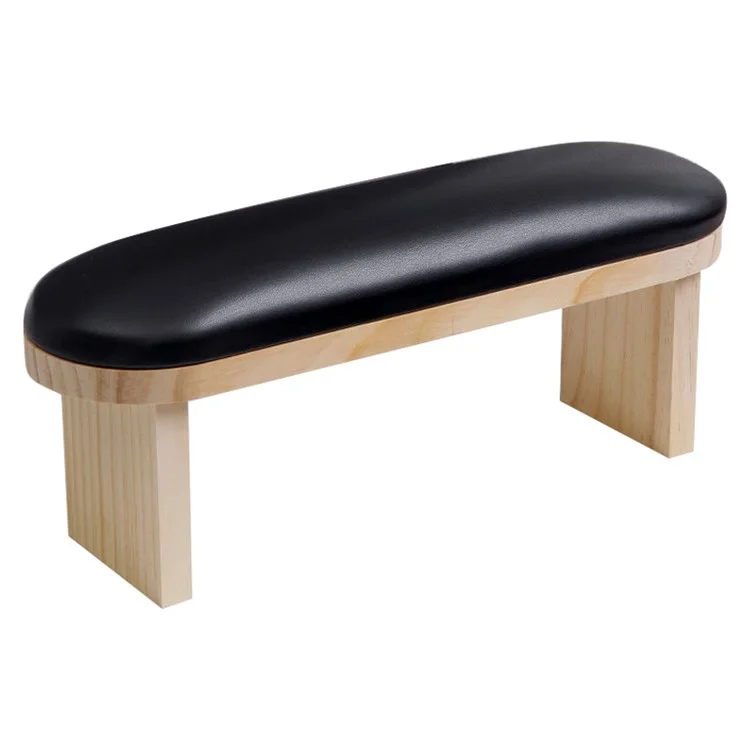 Nail Art PU Leather Hand Rest Cushion Wooden Manicure Table for Salon / Home, High Type - Black