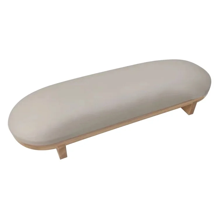 Cojín de descanso para la mano de piel de poliuretano para mesa de manicura para salón / hogar, herramienta de arte de uñas, tipo bajo - Milky Coffee