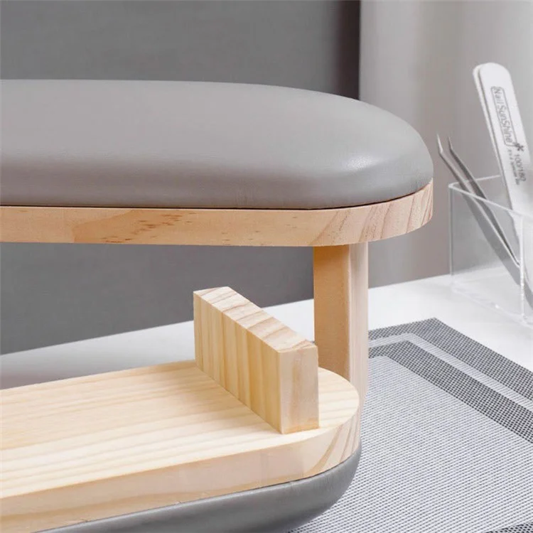 Cojín de descanso para la mano de piel de poliuretano para mesa de manicura para salón / hogar, herramienta de arte de uñas, tipo bajo - Milky Coffee