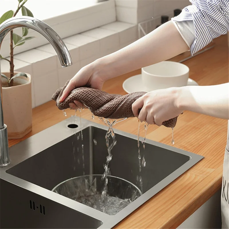 B1522 34x34CM Cotton Kitchen Towel Dishcloth Dish Washing Towel - Beige