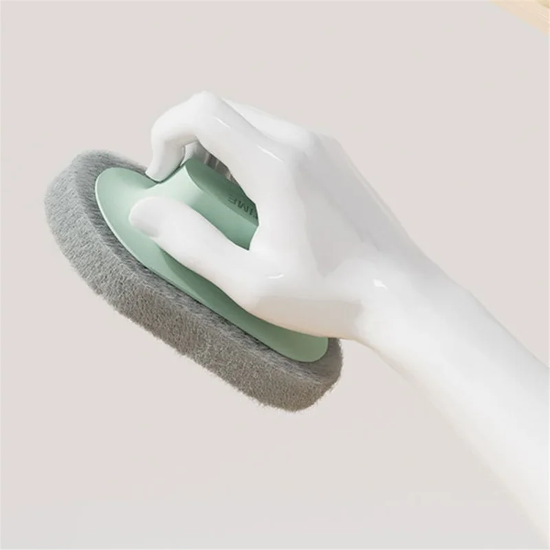Handhled Brush Scouring Pad Scrubber Home Kitchen Cleaning Tool for Bathroom Tile - Green