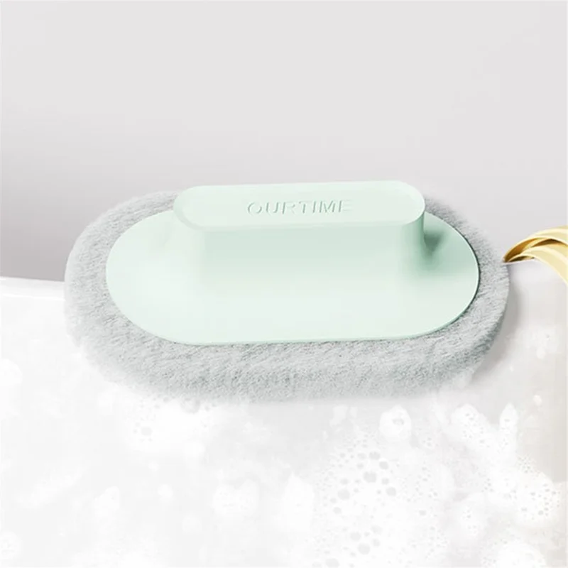 Handhled Brush Scouring Pad Scrubber Home Kitchen Cleaning Tool for Bathroom Tile - Green