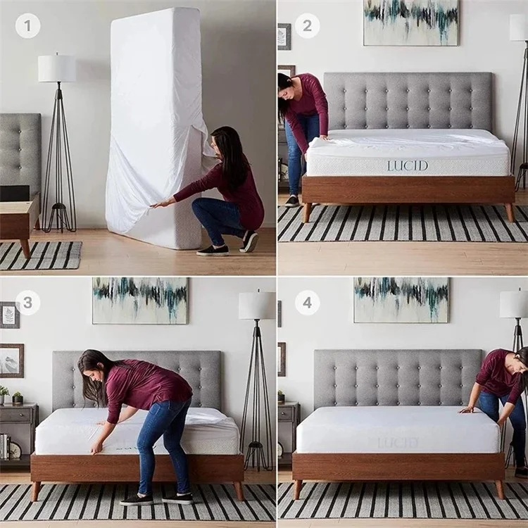 CL014 152x203+46CM Polyester Pongee Mattress Cover Waterproof TPU Coating Fitted Sheet - White