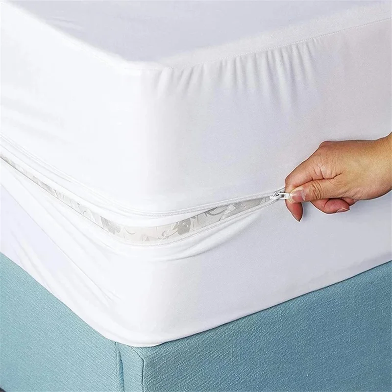 CL014 160x200+30CM Soft Polyester Pongee Mattress Cover Protector Fitted Sheet - White