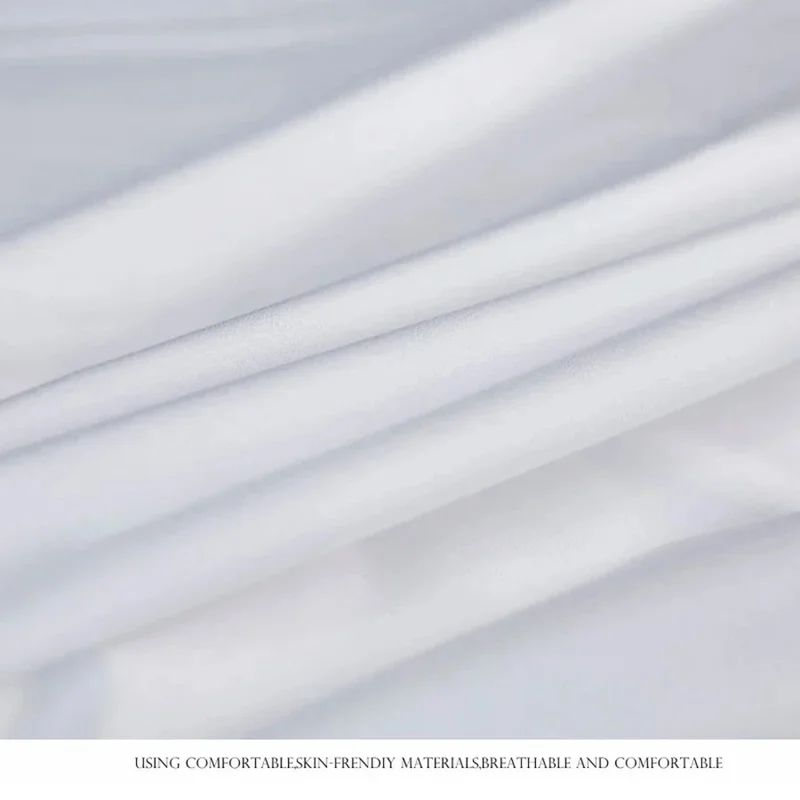 CL014 160x200+30CM Soft Polyester Pongee Mattress Cover Protector Fitted Sheet - White