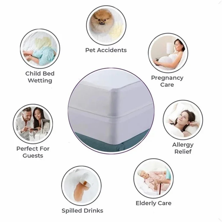 CL014 99x190+36CM Sábana Ajustada Resistente al Agua TPU+Pongee de Poliéster Funda Protectora para Colchón - Blanco