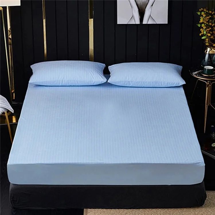 CL013 Coprimaterasso Aderente a Righe Impermeabile, Singolo 99x190+36cm - Blu