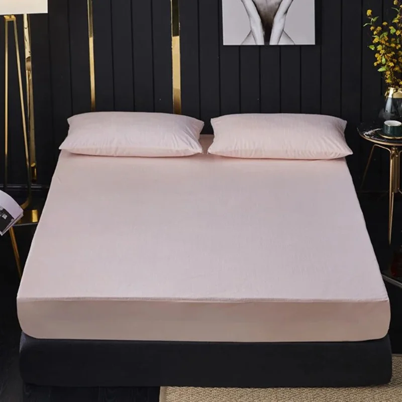 CL013 Gestreepte waterdichte matrasbeschermer zachte hoeslaken, 60 cm x 120 cm + 30 cm - Roze