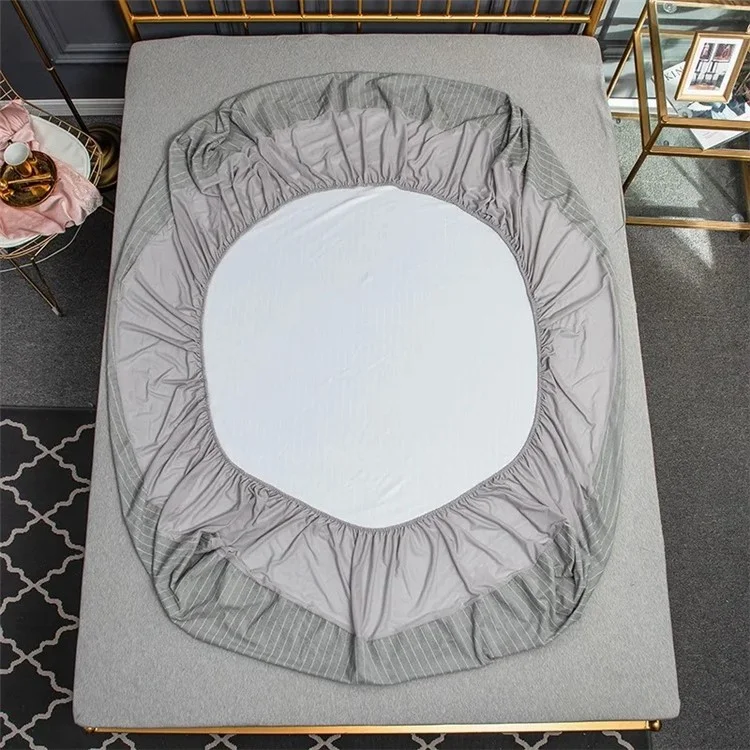 CL013 Lenzuolo Aderente Morbido Waterproof con Motivo a Strisce, Coprimaterasso 80cmx200cmx30cm - Grigio