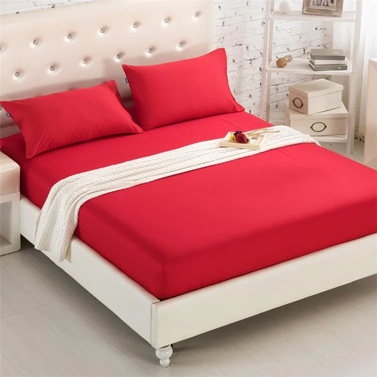 CL001 120x200+20cm Bed Fitted Sheet Solid Color Mattress Cover with 2 Pillowcases - CL001-01