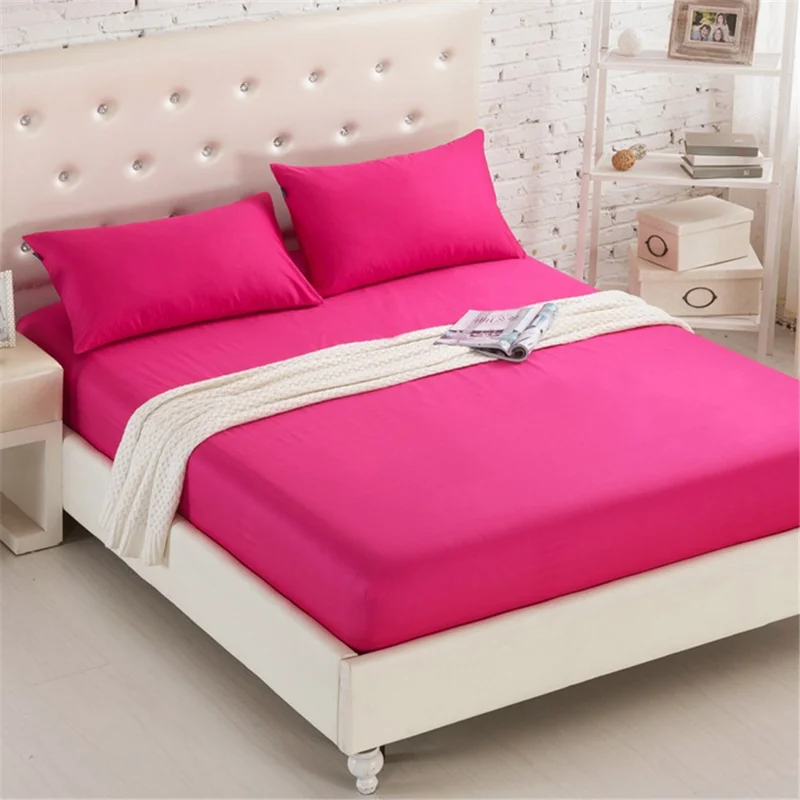 CL001 200x220+20cm Solid Color Mattress Protective Cover Bed Fitted Sheet with 2 Pillowcases - CL001-49