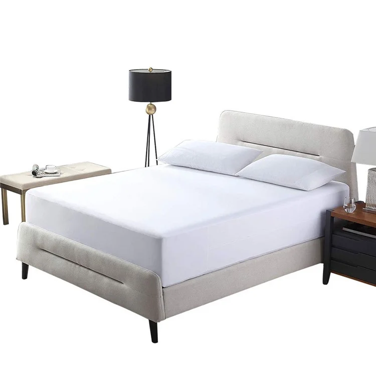 CL011 3Pcs / Set 100x200+30cm Pongee Mattress Protector Fitted Sheet with 2 Pillow Case - White