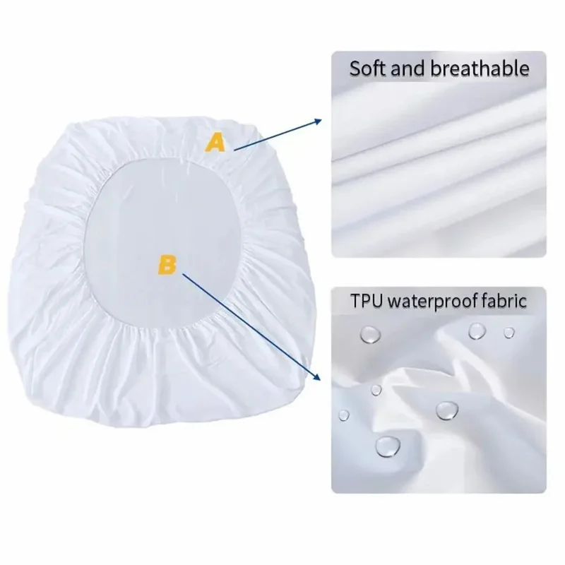 CL011 3Pcs / Set 140x200+30cm Mattress Protection Cover Waterproof Fitted Sheet + 2 Pillow Case - Black