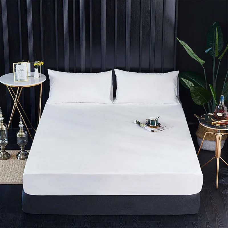 CL011 3Pcs / Set 140x200+30cm Mattress Protection Cover Waterproof Fitted Sheet + 2 Pillow Case - Black