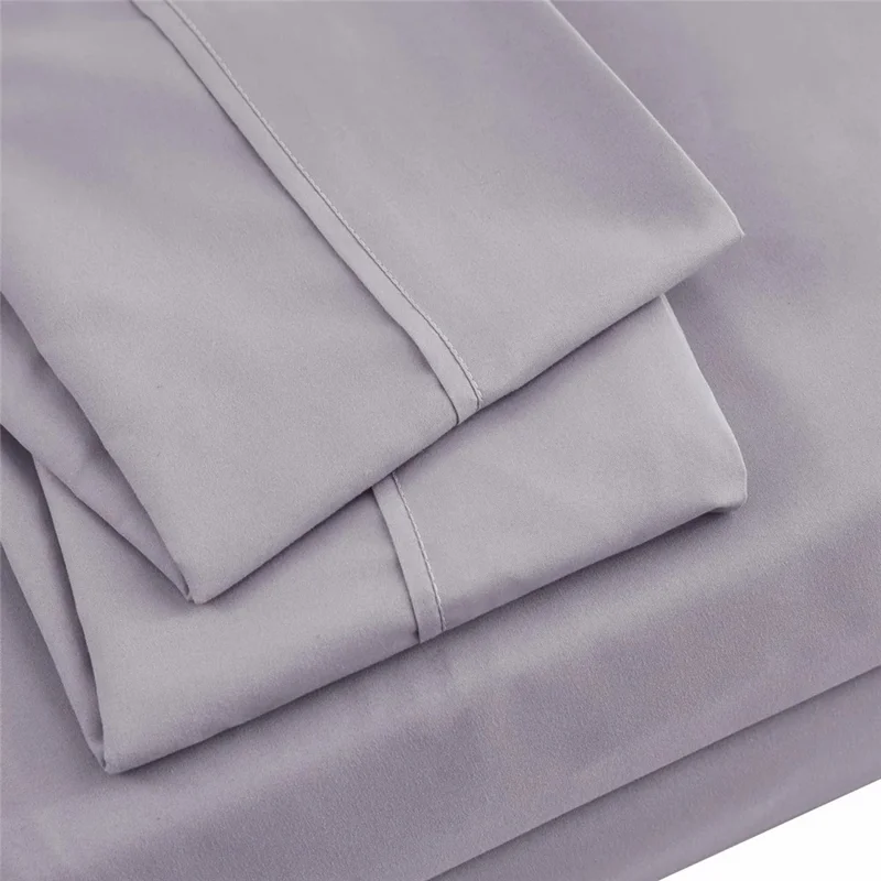 JT013 Twin Sheet + Fitted Sheet + 1 Pillowcase Brushed Fabric Solid Color Bedding Set - Light Grey
