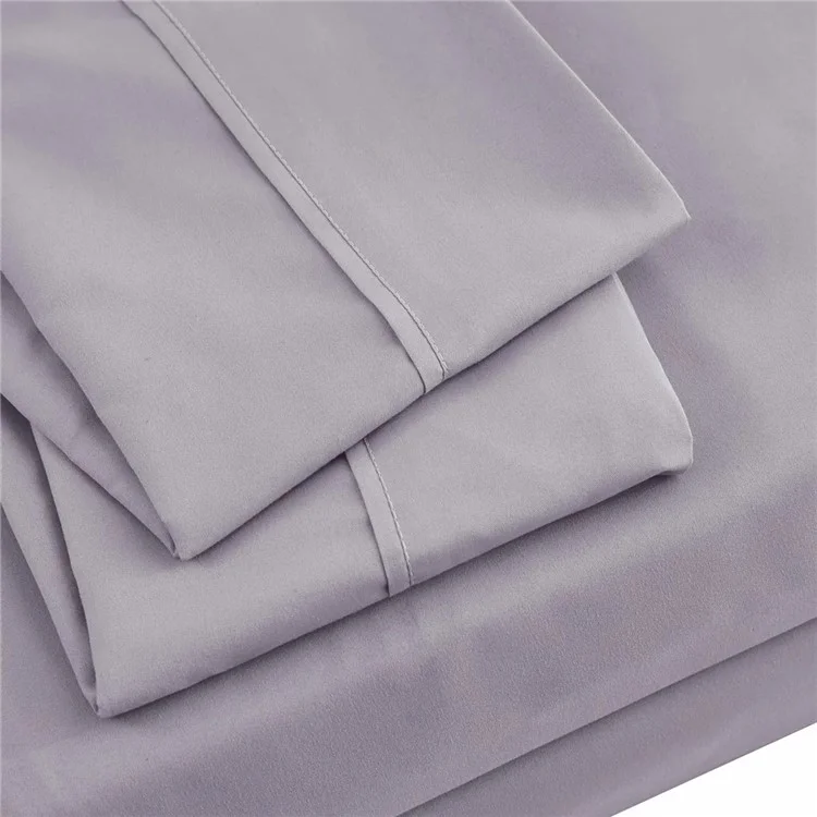 Juego de sábanas de cama completa + sábana ajustable + 2 fundas de almohada de color sólido, tela cepillada - Rojo
