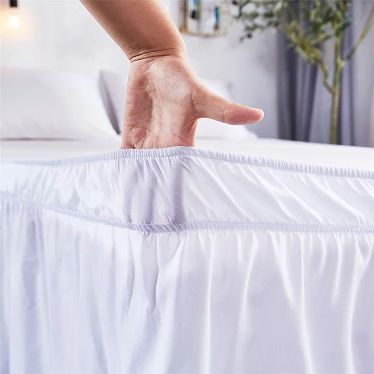 CQ002 100x200+40cm Fashionable Pleated Bed Skirt Elastic Band Dust-proof Bed Skirt - CQ002-14