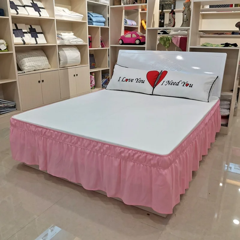 CQ002 120x200+40cm Solid Color Pleated Bed Skirt Elastic Band Dust-proof Bed Skirt - CQ002-29