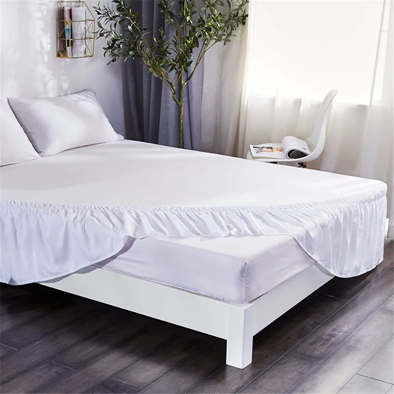 CQ002 120x200+40cm Solid Color Pleated Bed Skirt Elastic Band Dust-proof Bed Skirt - CQ002-29
