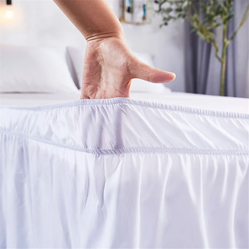 CQ002 120x200+40cm Solid Color Pleated Bed Skirt Elastic Band Dust-proof Bed Skirt - CQ002-29
