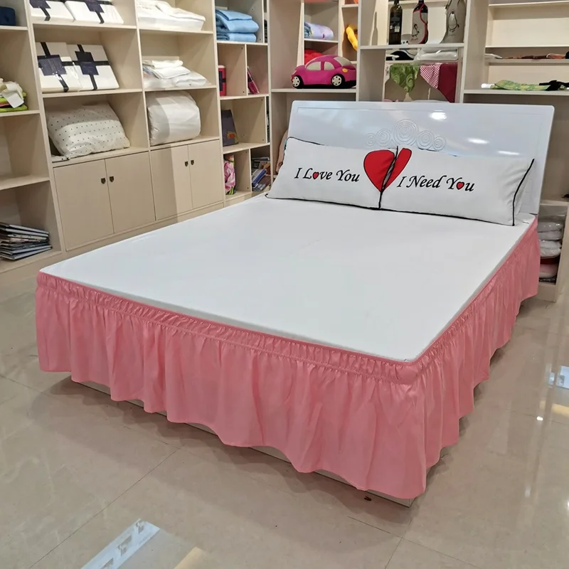 CQ002 180x200+40cm Elastic Band Solid Color Pleated Bed Skirt Dust-proof Bed Skirt - CQ002-6