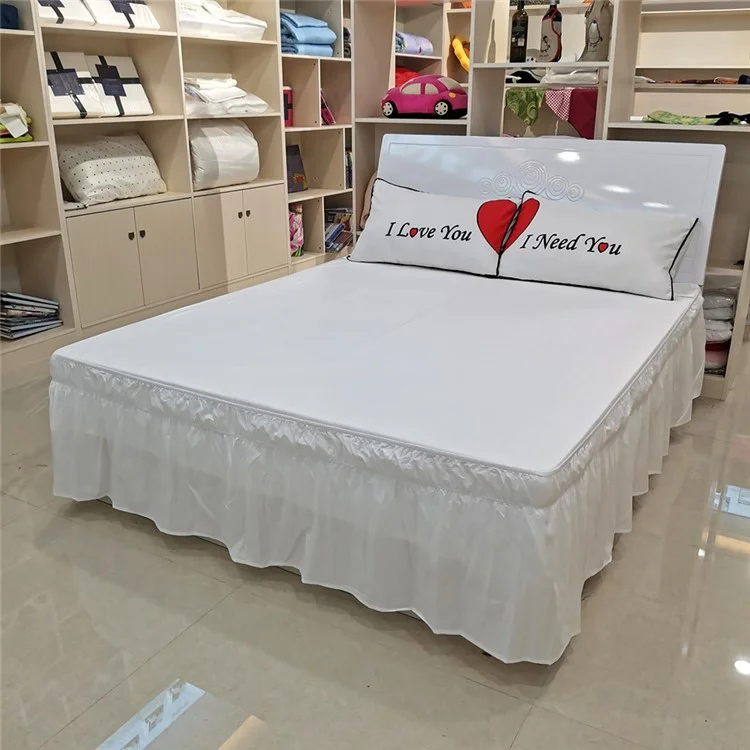 CQ002 200x200+40cm Stylish Pleated Bed Skirt Elastic Band Anti-dust Bed Skirt - CQ002-35
