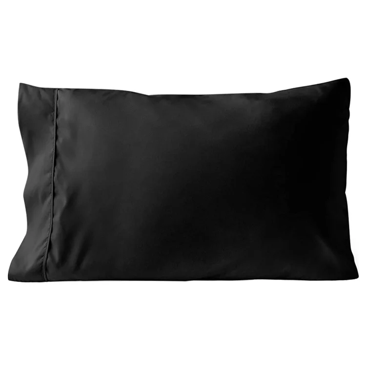 ZT007 1Pc Solid Color Envelope Pillowcase Polyester Thicken Pillow Cover (King-20x36inch) - Negro