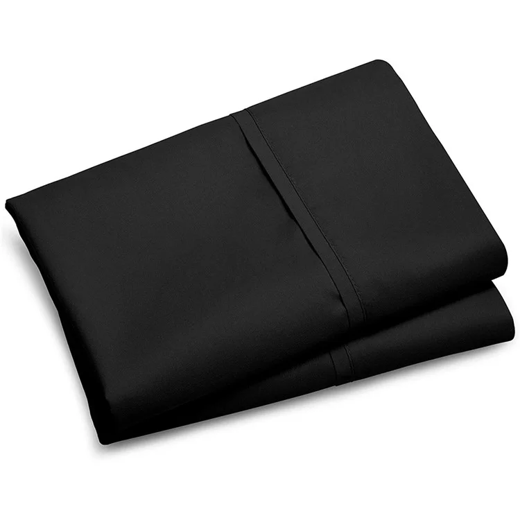 ZT007 1Pc Solid Color Envelope Pillowcase Polyester Thicken Pillow Cover (King-20x36inch) - Black