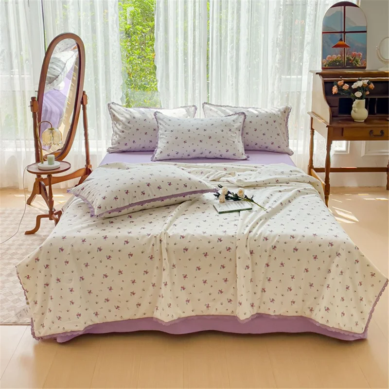 Pleche de Lit de Lit en Dentelle en Dentelle de Coton Pur 200x230 cm - Style A