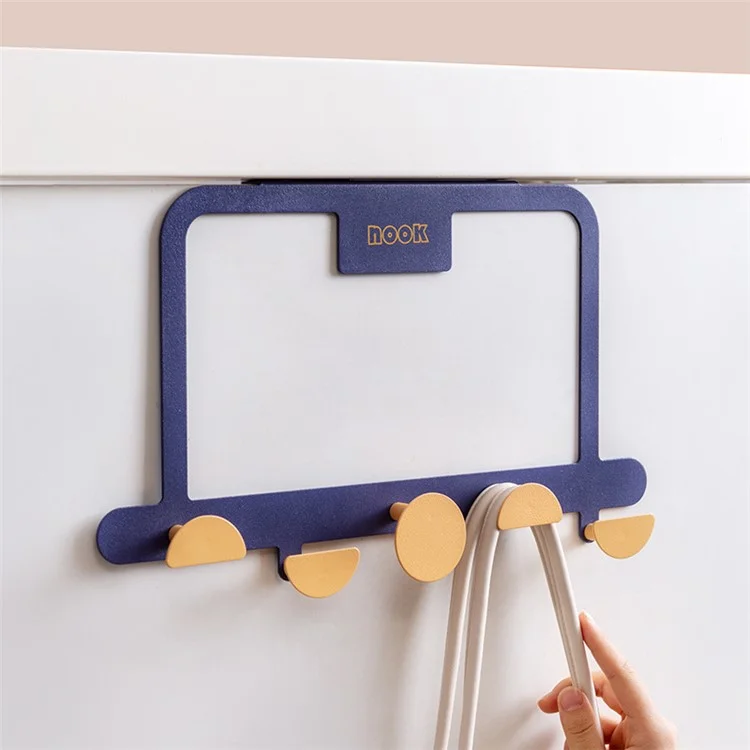 MTAM MT002 Coat Hat Hanger Carbon Steel Adhesive Over The Door Bathroom Hook - Blue