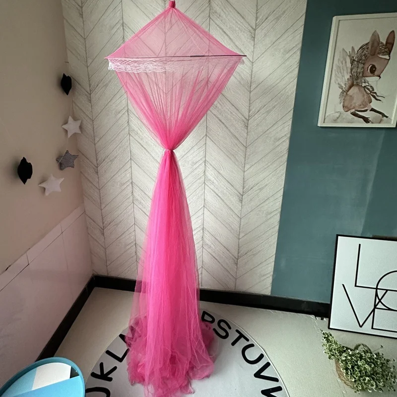 1.5-1.8M Bed Canopy Curtain Polyester Netting Mosquito Net for Kids Adults - Rose