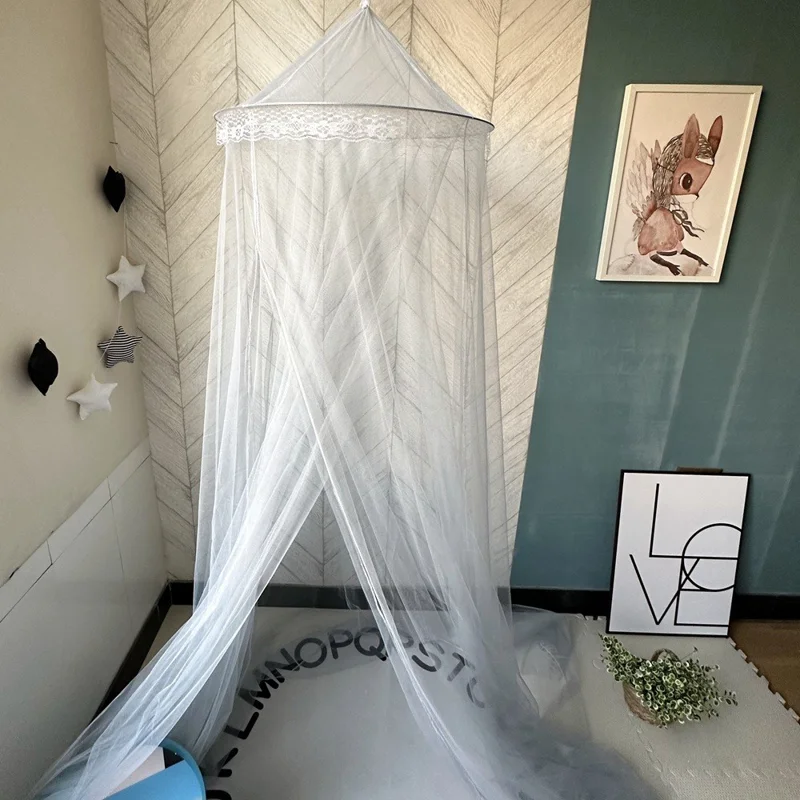 1.5-1.8M Bed Canopy Curtain Polyester Netting Mosquito Net for Kids Adults - Grey