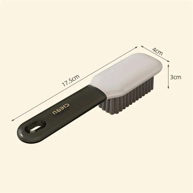 Escova de cerdas de PP+PC com empunhadura ergonômica para limpeza de sapatos/roupas - Escova de sapatos/Cinza
