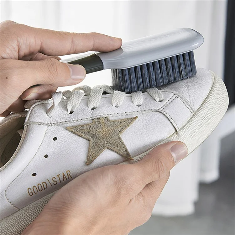 Escova de cerdas de PP+PC com empunhadura ergonômica para limpeza de sapatos/roupas - Escova de sapatos/Cinza