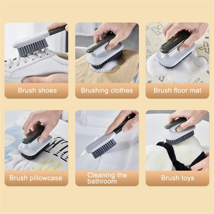 Escova de cerdas de PP+PC com empunhadura ergonômica para limpeza de sapatos/roupas - Escova de sapatos/Cinza